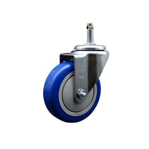 4'' Blue Polyurethane Wheel Swivel 7/16'' Grip Ring Stem Caster